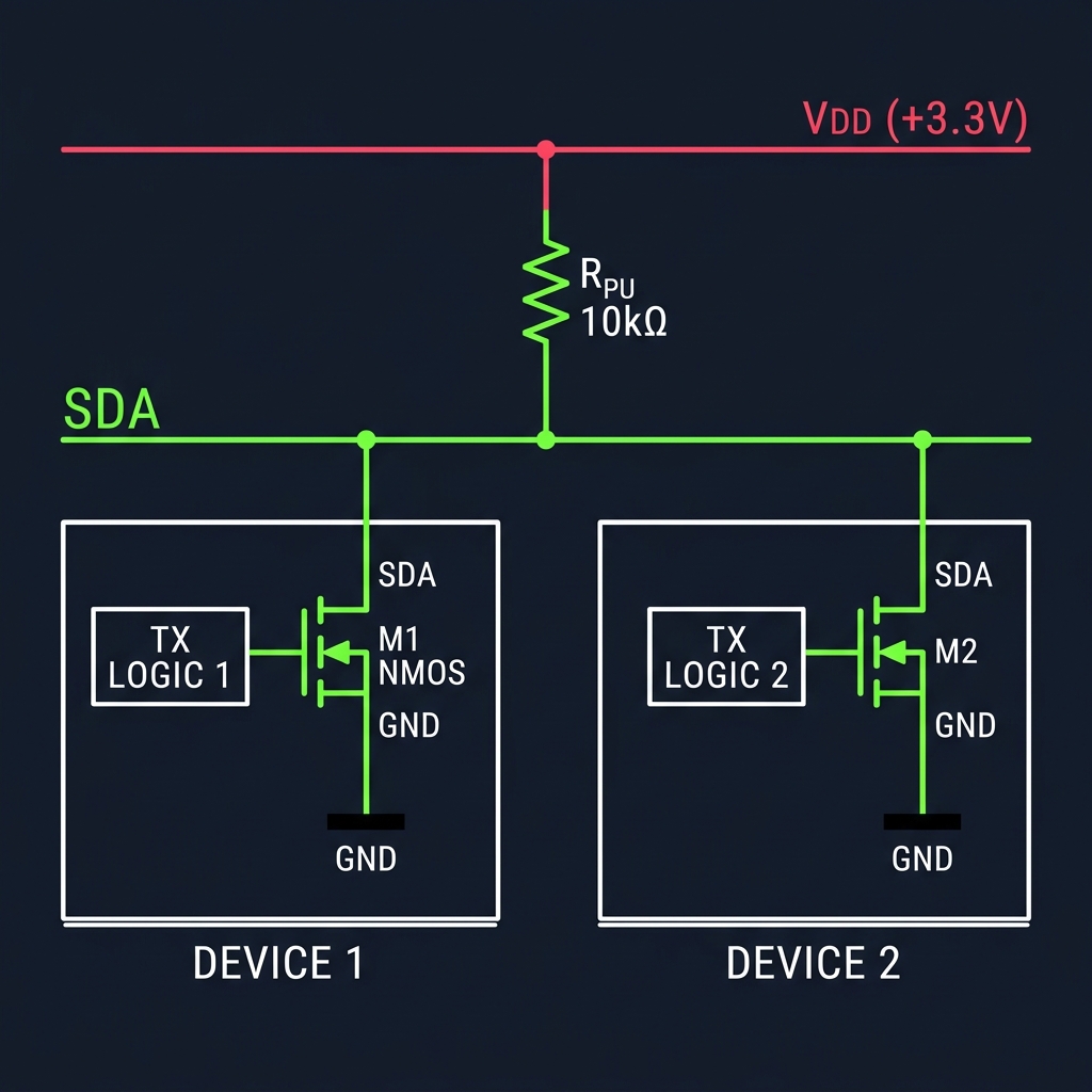 I2C Open-Drain Transistor Circuit Schematic