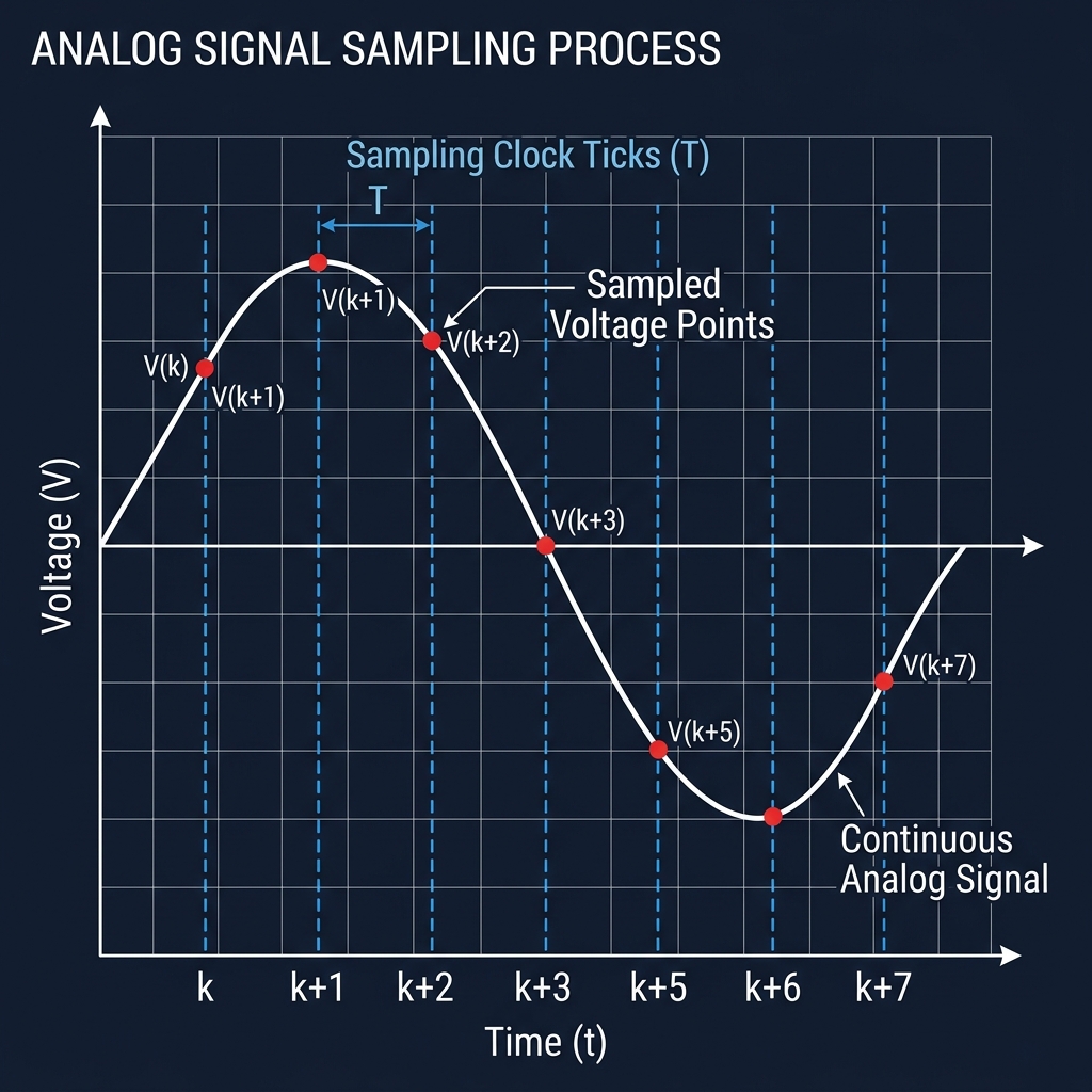 Sampling timing trace showing periodic capture ticks